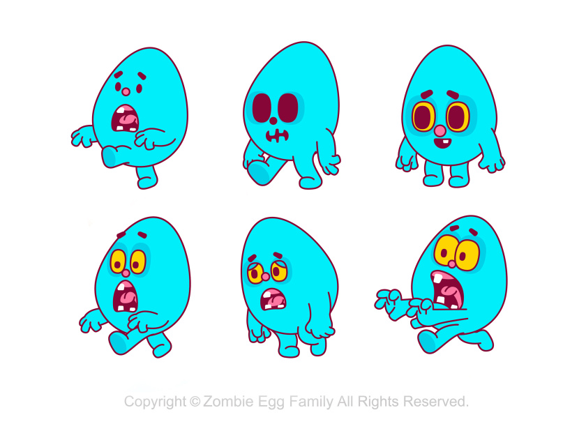 僵尸蛋家族雞蛋3D人物吉祥物設(shè)計(jì)-表情包設(shè)計(jì)