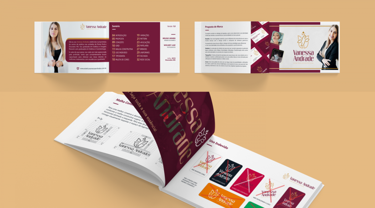 Vanessa Andrade 醫(yī)療美容機構(gòu)（醫(yī)美）品牌logo設(shè)計vi設(shè)計，花朵+蜂鳥