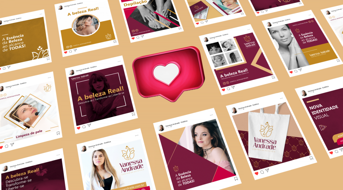 Vanessa Andrade 醫(yī)療美容機構(gòu)（醫(yī)美）品牌logo設(shè)計vi設(shè)計，花朵+蜂鳥