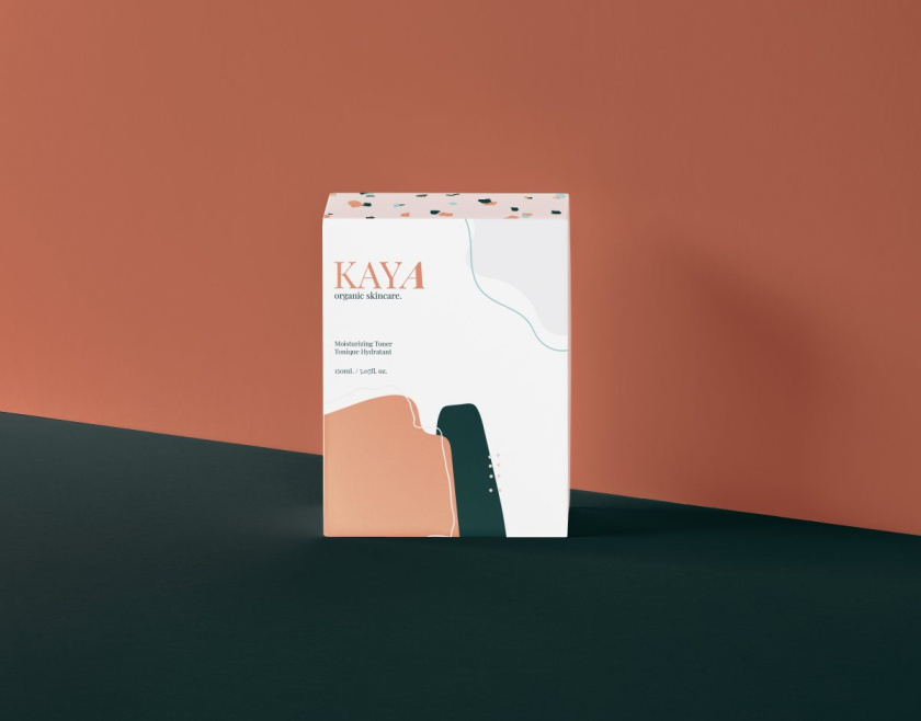 Kaya 有機(jī)護(hù)膚品包裝設(shè)計(jì)，很藝術(shù)的水磨石圖案