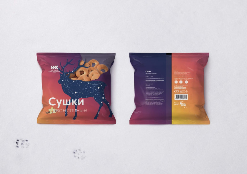 Yakut 袋裝面包烘培產(chǎn)品包裝設(shè)計，動物星空北極光圖形
