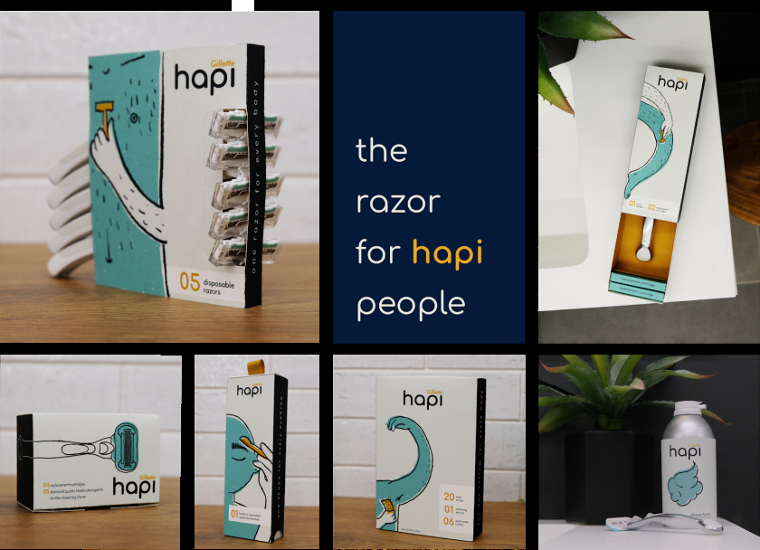 Hapi 剃須刀剃須膏套裝包裝設(shè)計“嘻哈插畫”風(fēng)格