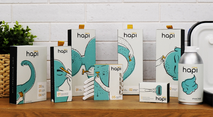 Hapi 剃須刀剃須膏套裝包裝設(shè)計“嘻哈插畫”風(fēng)格