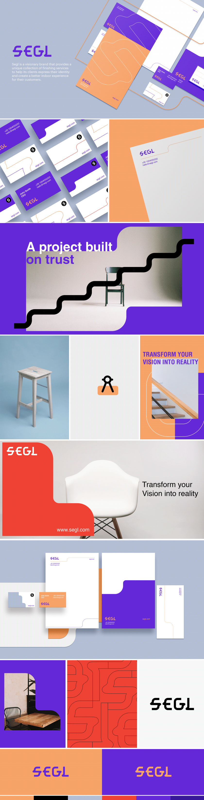 vi設(shè)計(jì)欣賞：Segl 室內(nèi)涂裝公司品牌vi視覺(jué)形象設(shè)計(jì)，階梯符號(hào)+色塊