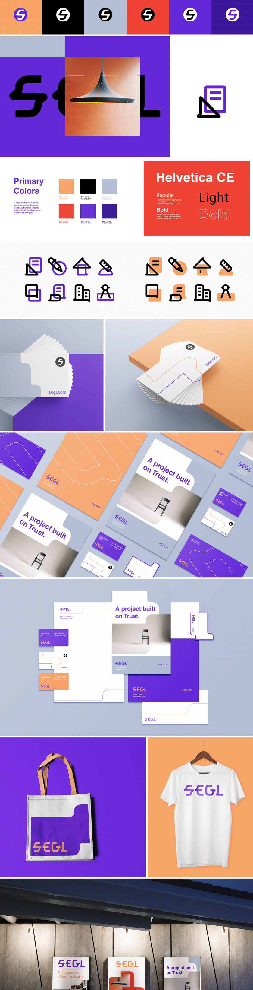 vi設(shè)計(jì)欣賞：Segl 室內(nèi)涂裝公司品牌vi視覺(jué)形象設(shè)計(jì)，階梯符號(hào)+色塊