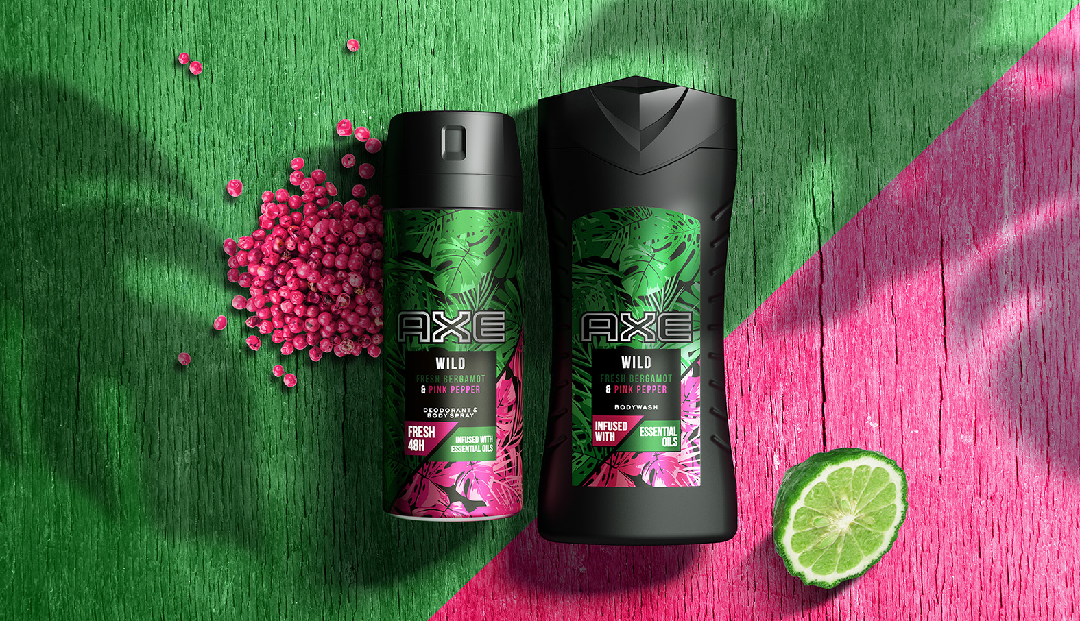 AXE WILD系列身體噴霧劑和洗發(fā)水沐浴露產(chǎn)品包裝設(shè)計(jì)，釋放自然野性