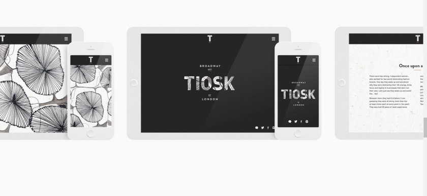 Tiosk茶飲餐飲品牌形象設(shè)計(jì)，水墨線條畫風(fēng)格