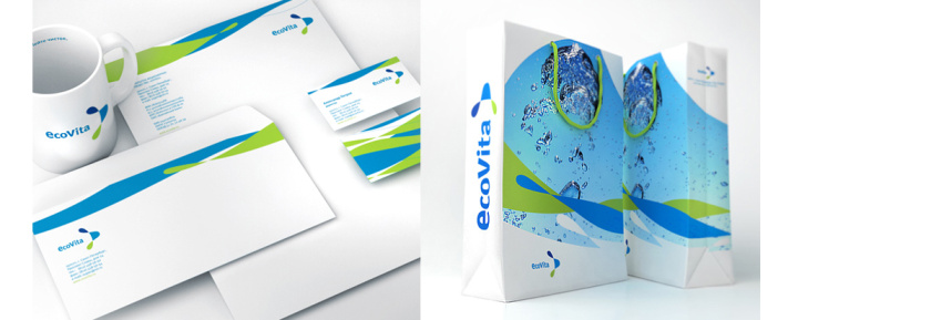 Ecovita水處理設(shè)備工程公司loog設(shè)計(jì)和企業(yè)vi設(shè)計(jì)，兩滴水滴的動(dòng)態(tài)融合過程