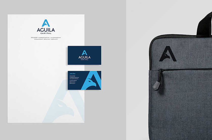 Aguila Capital 巴西對沖基金logo設(shè)計“字母A+鳥”與品牌視覺形象設(shè)計