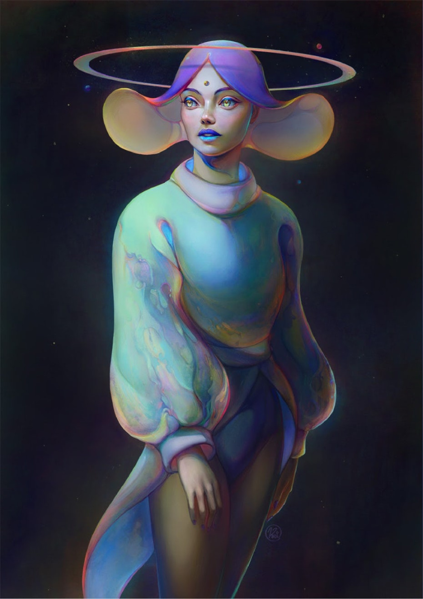 引人注目的彩虹色數(shù)字繪畫，這幅數(shù)字繪畫超凡脫俗