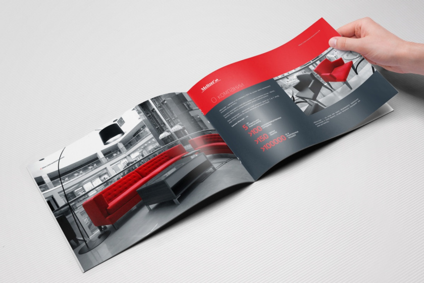 Meltzer家具公司手冊設計，簡約紅黑風格