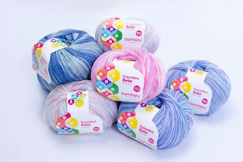 bambary毛線品牌命名logo設(shè)計(jì)與品牌vi形象設(shè)計(jì)。多彩的六邊形色塊