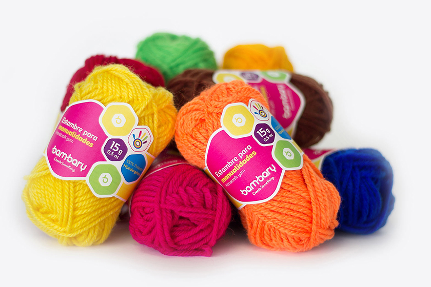 bambary毛線品牌命名logo設(shè)計(jì)與品牌vi形象設(shè)計(jì)。多彩的六邊形色塊