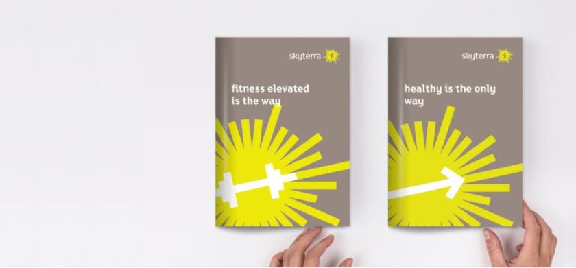 SKYTERRA健康減肥養(yǎng)生中心品牌形象重塑-logo設(shè)計vi設(shè)計，活力射線+人體元素