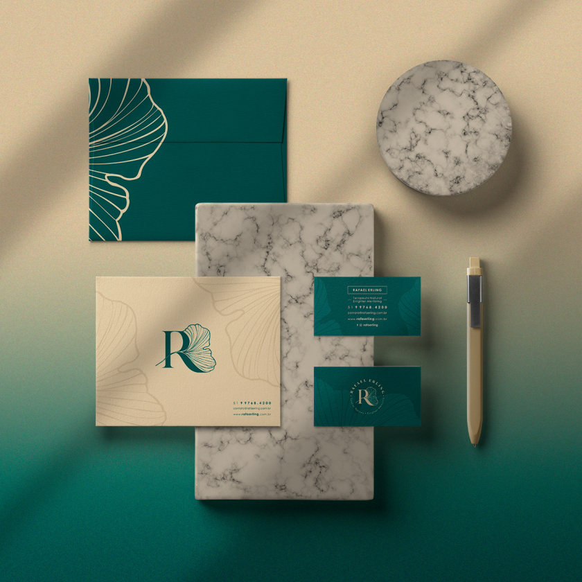 Rafael Erling 醫(yī)療醫(yī)藥保健品公司logo設計vi設計“銀杏葉+字母R”