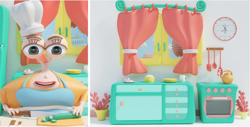 Eyoo family 蜜蜂人家族3D吉祥物設計及場景畫面設計