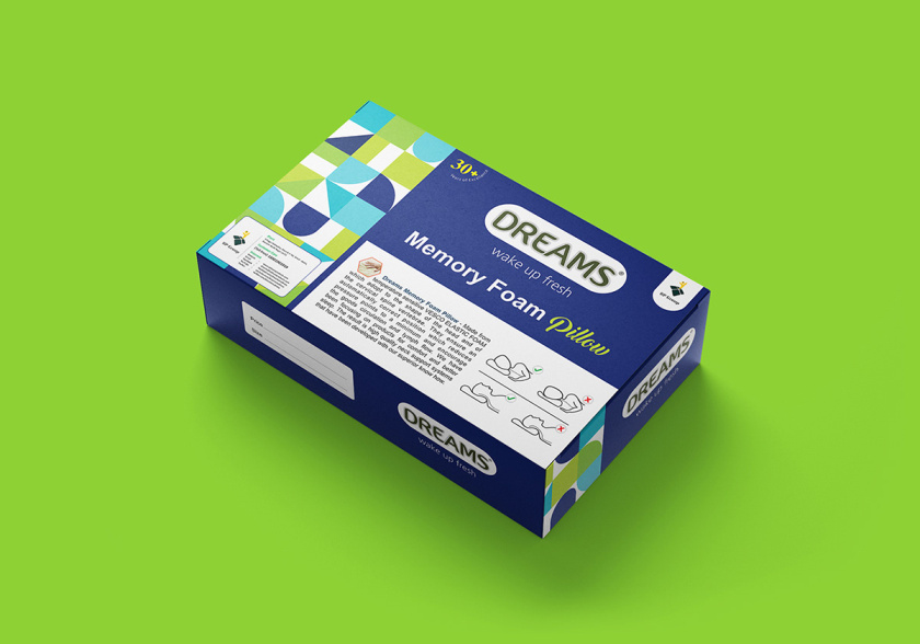 Pillow 記憶枕頭包裝設(shè)計(jì)，幾何圖案排列風(fēng)格