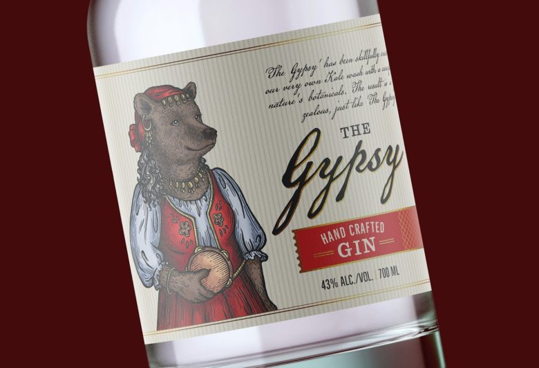 小熊杜松子酒包裝標簽設(shè)計，每種酒都有不同的小熊插畫