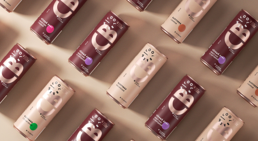 CoolBrew冷釀灌裝咖啡包裝設(shè)計(jì)，以品牌字母設(shè)計(jì)包裝圖案?jìng)鬟_(dá)愉悅和凸顯品牌