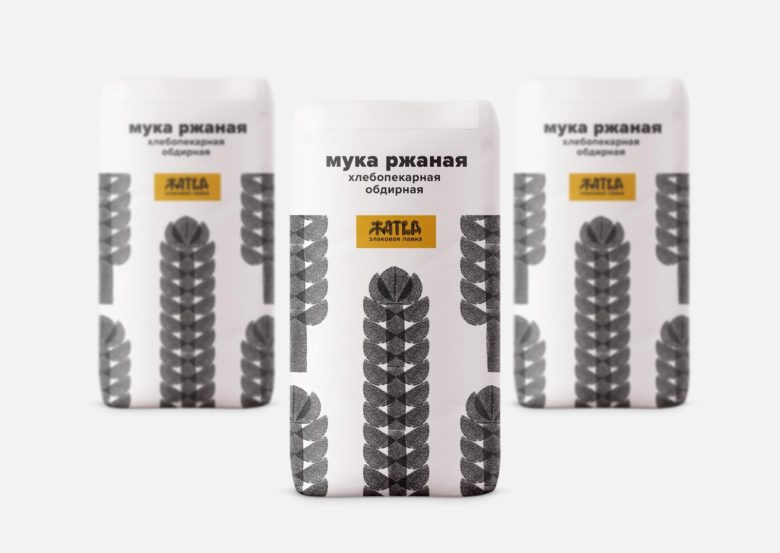 Zhatva農產品食品食用油包裝設計，水墨色的字母和圖案