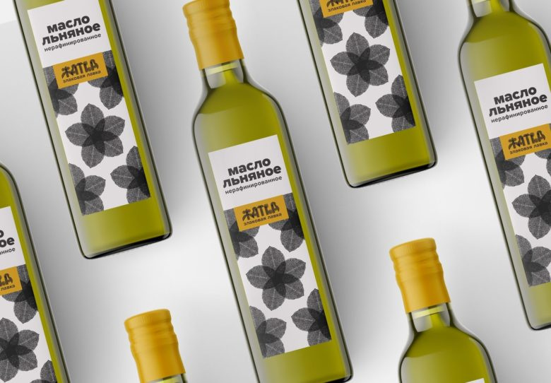 Zhatva食用油包裝設計，水墨色的字母和圖案