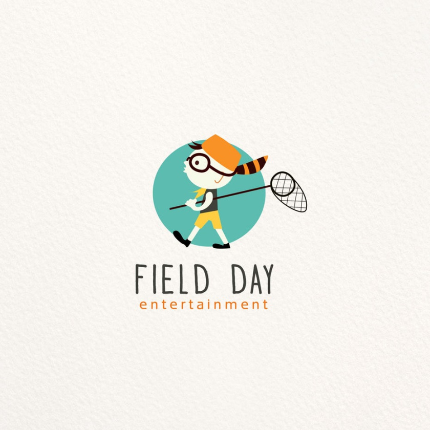 有蝴蝶網(wǎng)的動(dòng)畫(huà)片男孩logo設(shè)計(jì)