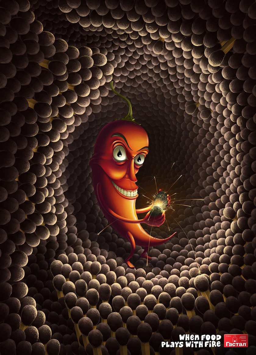 Gastal胃病藥品廣告設(shè)計: 誰在胃里放了一把火