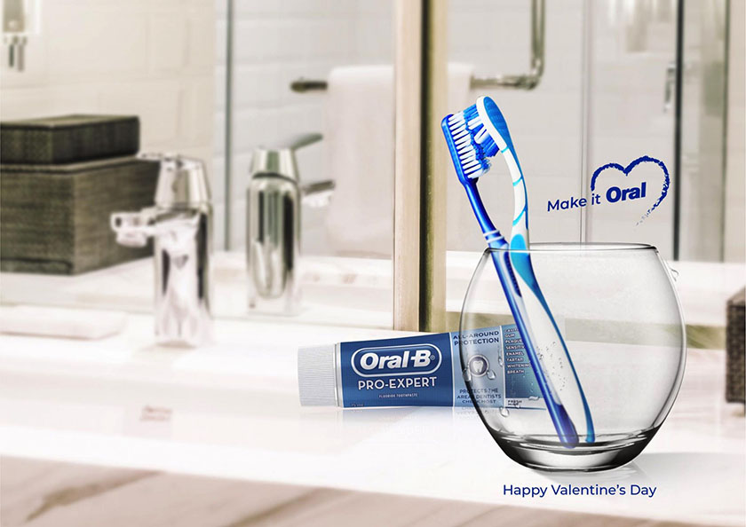 Oral-B藥膏情人節(jié)海報(bào)設(shè)計(jì)，盡秀浪漫與癡情