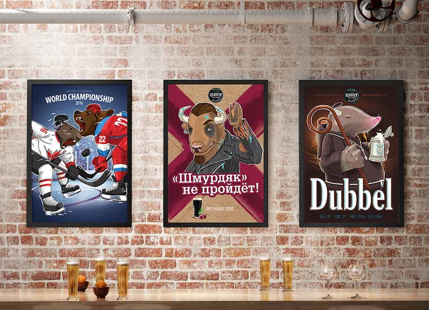 俄羅斯Heartly Brewery淡啤酒包裝設(shè)計，20款動物英雄角色插畫引發(fā)靈魂躁動