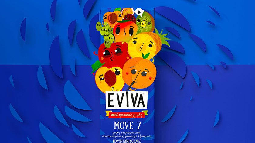 Eviva kids兒童果汁飲料包裝設(shè)計(jì)插畫(huà)設(shè)計(jì)，可愛(ài)水果卡通一起狂歡