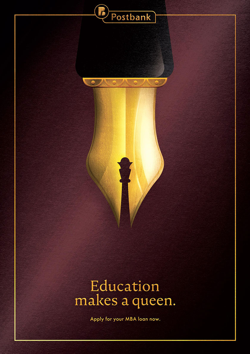Postbank郵政銀行為MBA學(xué)生量身定制的貸款平面廣告設(shè)計系列 Postbank郵政銀行為MBA學(xué)生量身定制的貸款平面廣告設(shè)計系列