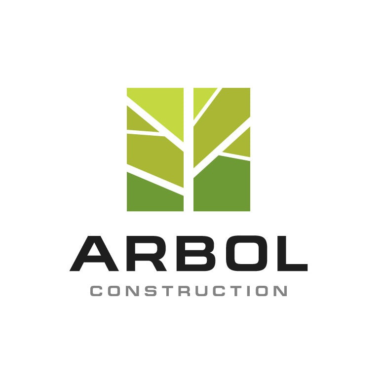 現(xiàn)代感的建筑標(biāo)志設(shè)計(jì)-綠色方形標(biāo)志與白色負(fù)空間中的一棵樹的圖像