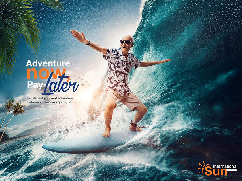 Sun International 旅游海報(bào)平面廣告設(shè)計(jì)，度過不一樣的祖父時(shí)光-海洋沖浪篇