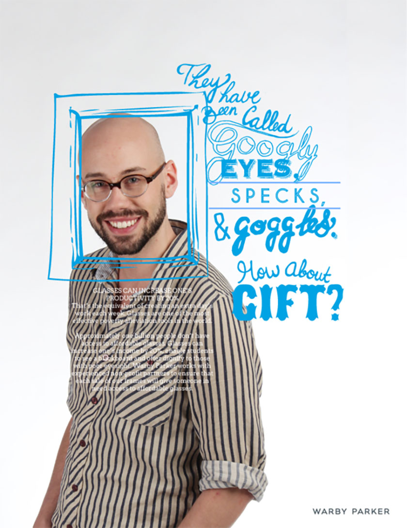 Warby Parker嘻哈手繪與拍攝混合廣告