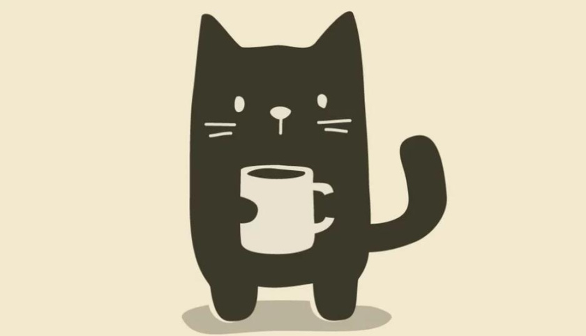 可愛動(dòng)物logo設(shè)計(jì)-抓住一個(gè)杯子咖啡的貓貓logo