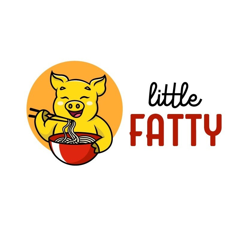 可愛動(dòng)物logo設(shè)計(jì)-吃一碗面條加筷子的豬