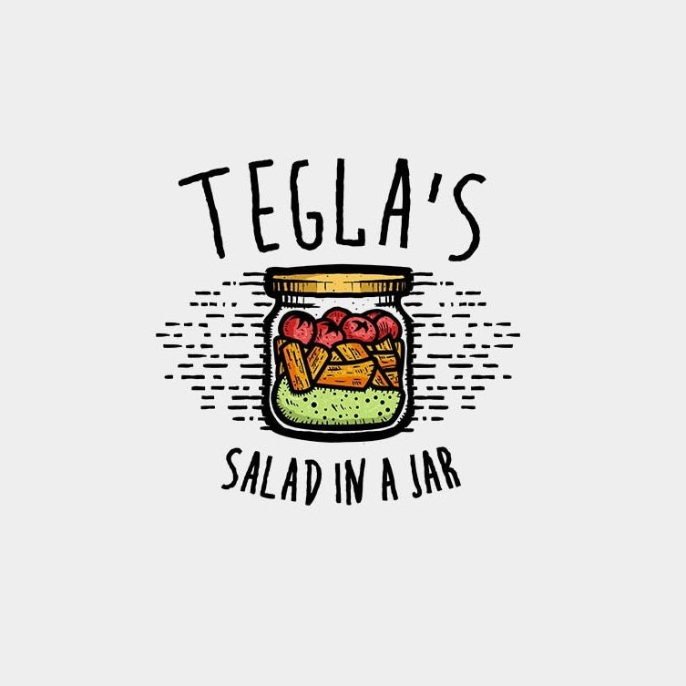 可愛的美味logo設(shè)計(jì)-菜的五顏六色的收藏在一個(gè)玻璃瓶子