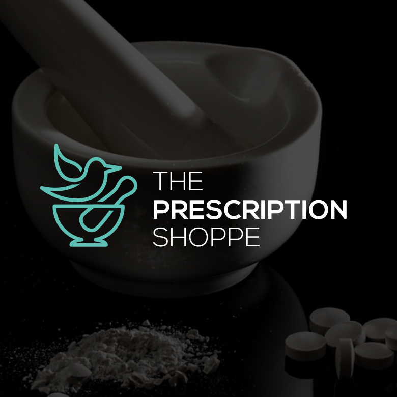 砂漿和杵藥房logo設計-Prescription Shoppe標志