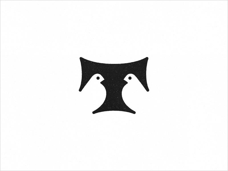 T 字母負空間鴿子創(chuàng)意Logo 設計