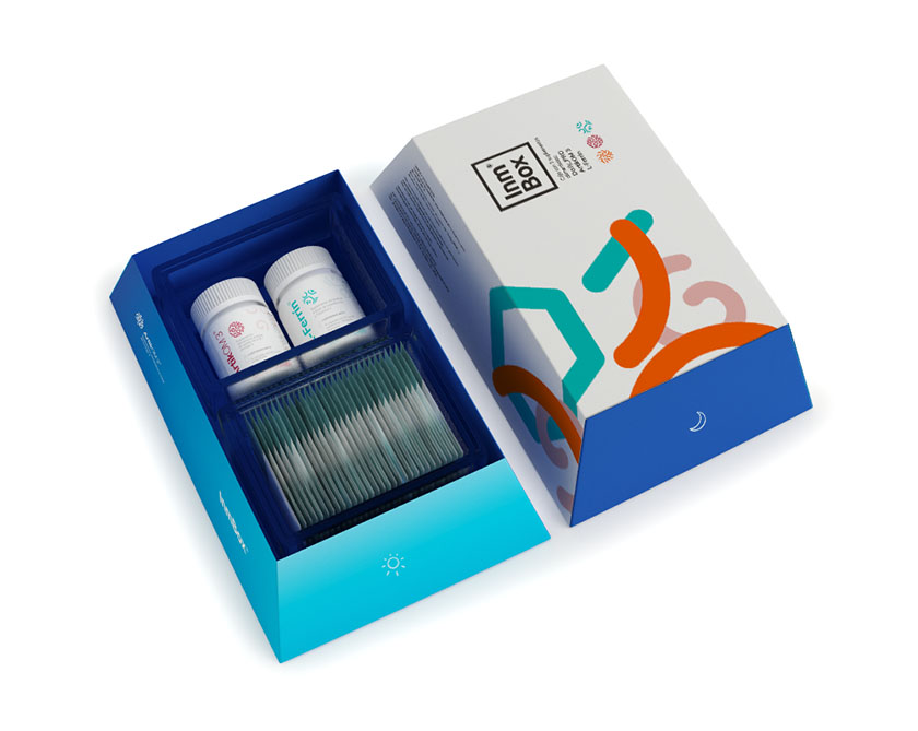 Inmbox免疫補(bǔ)充劑藥品包裝設(shè)計(jì)，白天和黑夜兩用