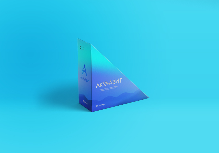 AKULAVIT 鯊魚(yú)肝脂保健品包裝設(shè)計(jì)，源自鯊魚(yú)鰭的圖形元素