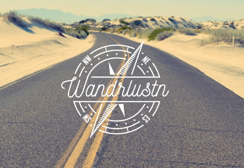 線條藝術(shù)指南針旅游logo設(shè)計(jì)