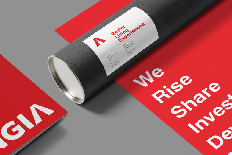 ANGIA房地產(chǎn)投資公司logo/VI設(shè)計(jì)，源自建筑的向上運(yùn)動(dòng)風(fēng)格