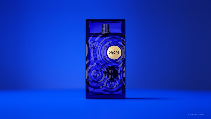 夢幻的DROPS香水包裝設(shè)計和水波蕩漾的藍(lán)色香水瓶形設(shè)計