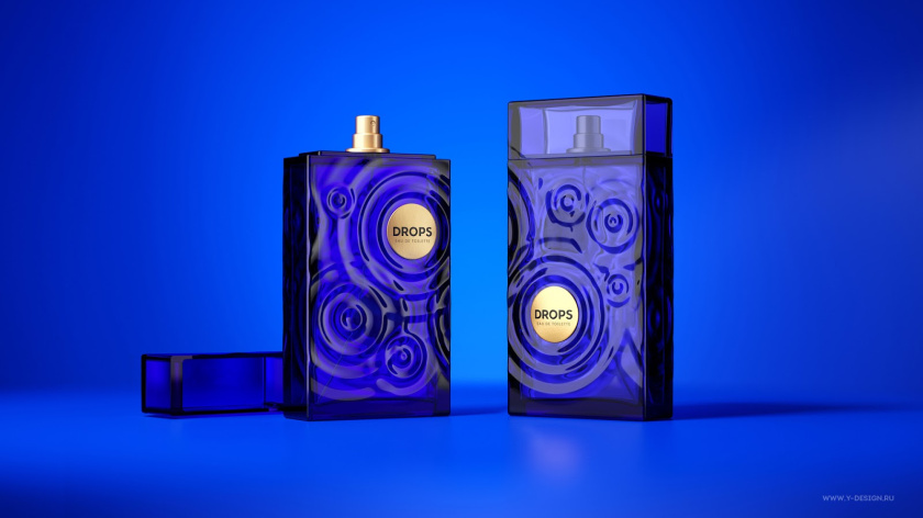 夢幻的DROPS香水包裝設(shè)計和水波蕩漾的藍(lán)色香水瓶形設(shè)計