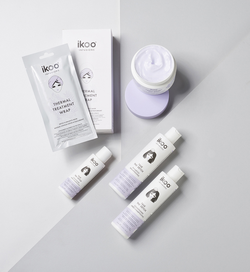 ikoo 頭發(fā)護理護發(fā)產(chǎn)品包裝設計，一個女性頭部的插畫成為包裝的亮點