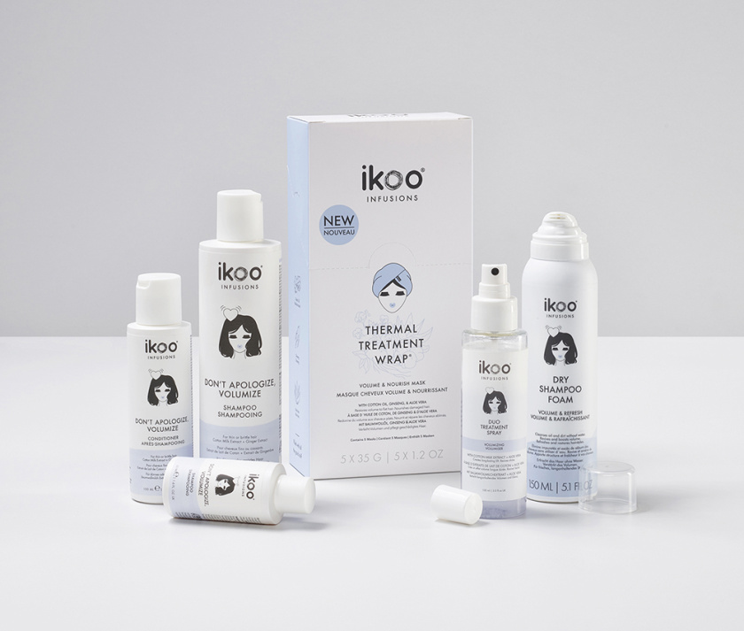 ikoo 頭發(fā)護理護發(fā)產(chǎn)品包裝設計，一個女性頭部的插畫成為包裝的亮點