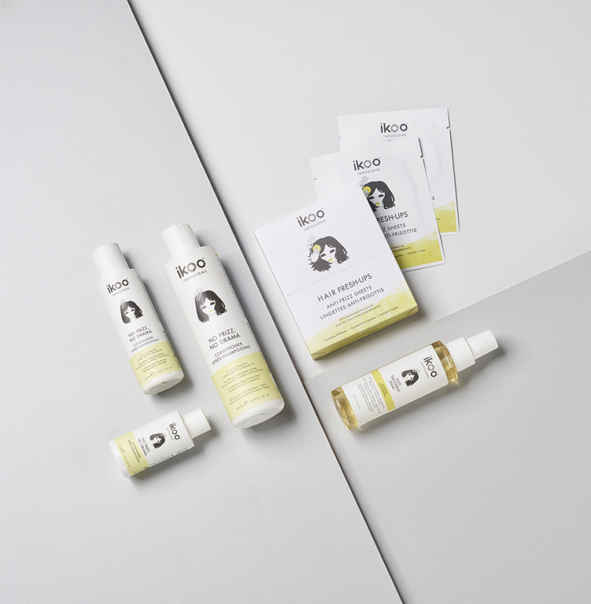 ikoo 頭發(fā)護理護發(fā)產(chǎn)品包裝設計，一個女性頭部的插畫成為包裝的亮點