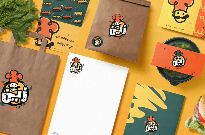 Zain restaurant 三明治西式快餐餐廳餐飲logo設(shè)計vi設(shè)計，疏漏的手繪風(fēng)格