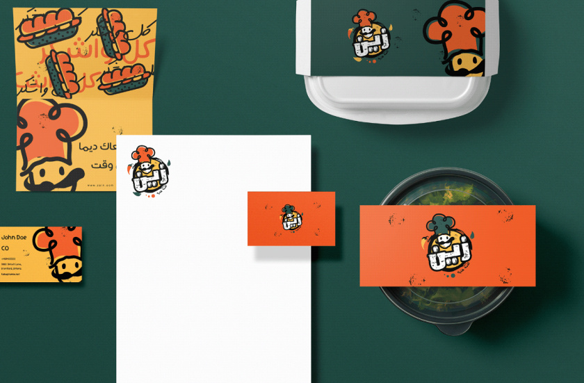 Zain restaurant 三明治西式快餐餐廳餐飲logo設計vi設計，疏漏的手繪風格